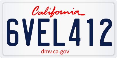 CA license plate 6VEL412