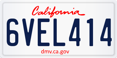 CA license plate 6VEL414