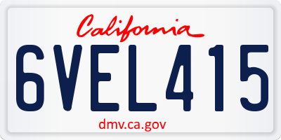 CA license plate 6VEL415