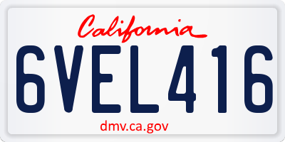 CA license plate 6VEL416