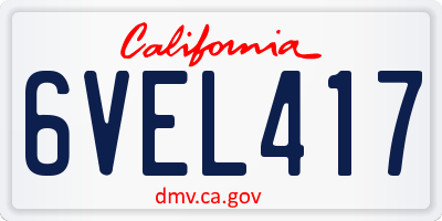 CA license plate 6VEL417