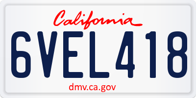 CA license plate 6VEL418