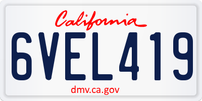 CA license plate 6VEL419
