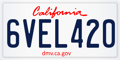 CA license plate 6VEL420