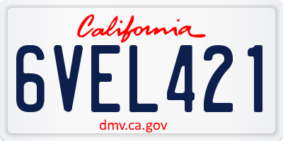 CA license plate 6VEL421