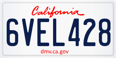 CA license plate 6VEL428
