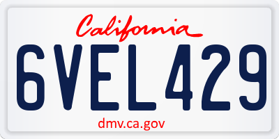 CA license plate 6VEL429