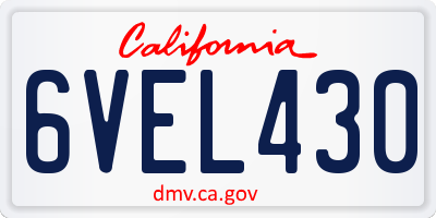 CA license plate 6VEL430