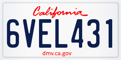 CA license plate 6VEL431