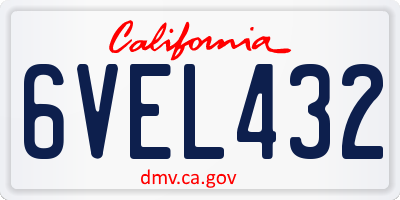CA license plate 6VEL432