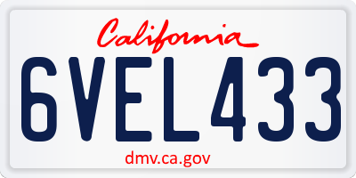 CA license plate 6VEL433