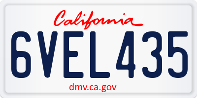 CA license plate 6VEL435
