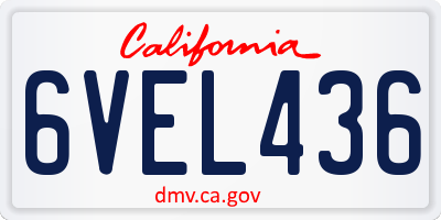 CA license plate 6VEL436