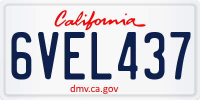 CA license plate 6VEL437