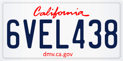 CA license plate 6VEL438