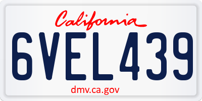 CA license plate 6VEL439