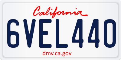 CA license plate 6VEL440