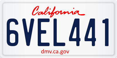 CA license plate 6VEL441