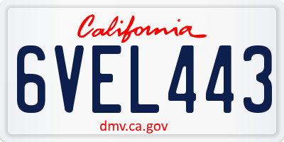 CA license plate 6VEL443