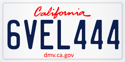 CA license plate 6VEL444