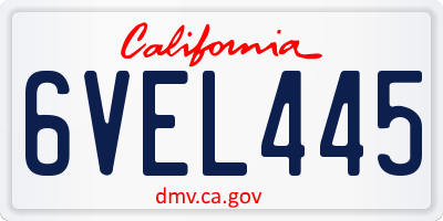 CA license plate 6VEL445