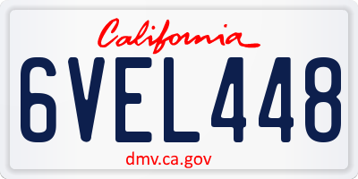 CA license plate 6VEL448