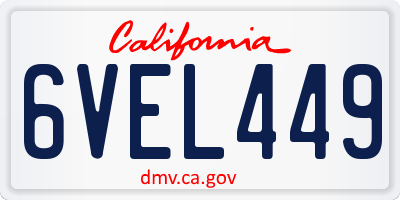 CA license plate 6VEL449