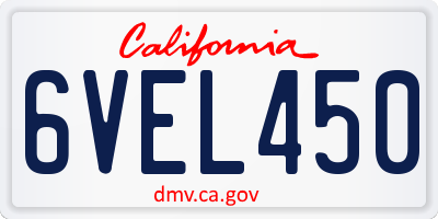 CA license plate 6VEL450