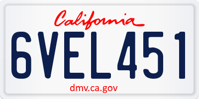 CA license plate 6VEL451