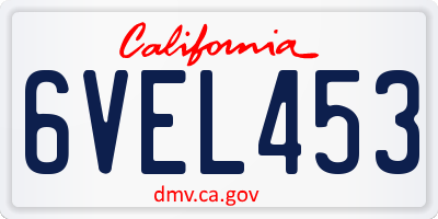 CA license plate 6VEL453