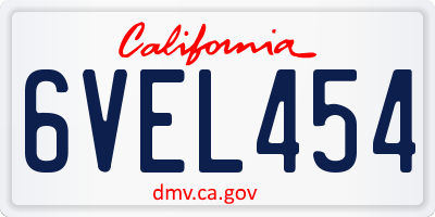 CA license plate 6VEL454