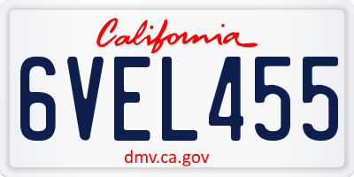 CA license plate 6VEL455