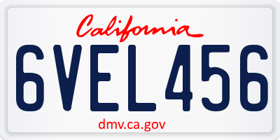 CA license plate 6VEL456