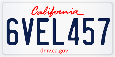 CA license plate 6VEL457