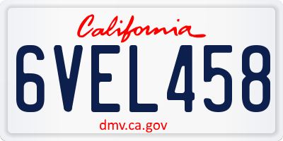CA license plate 6VEL458