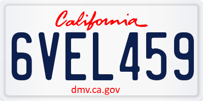 CA license plate 6VEL459