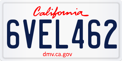CA license plate 6VEL462