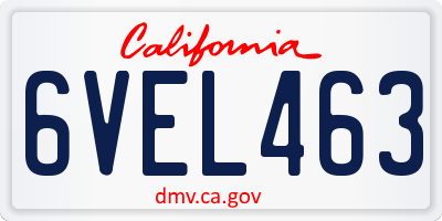 CA license plate 6VEL463