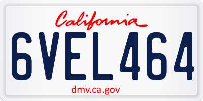 CA license plate 6VEL464