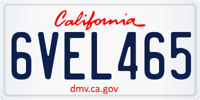 CA license plate 6VEL465