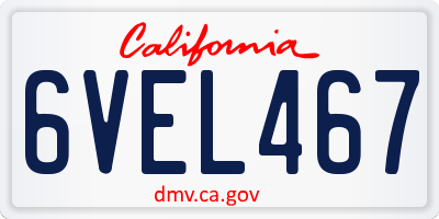CA license plate 6VEL467