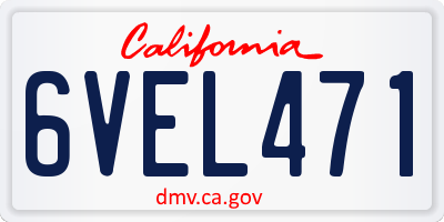 CA license plate 6VEL471