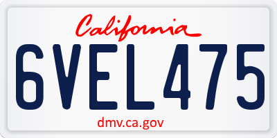 CA license plate 6VEL475