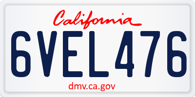 CA license plate 6VEL476
