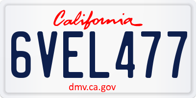 CA license plate 6VEL477