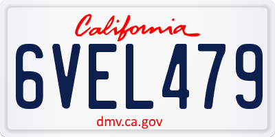 CA license plate 6VEL479