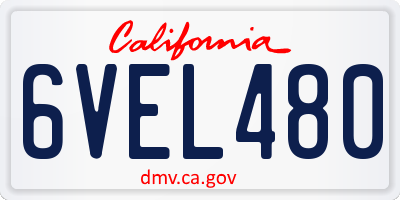 CA license plate 6VEL480