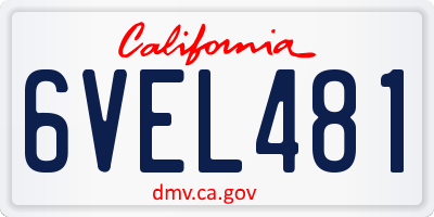CA license plate 6VEL481