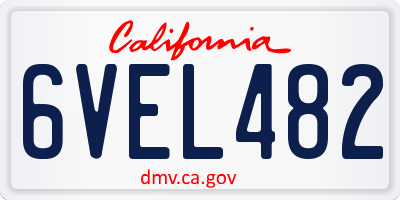 CA license plate 6VEL482
