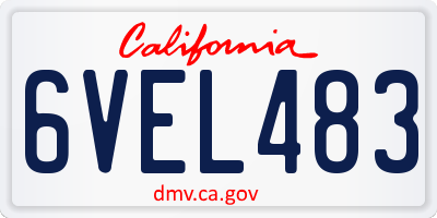 CA license plate 6VEL483